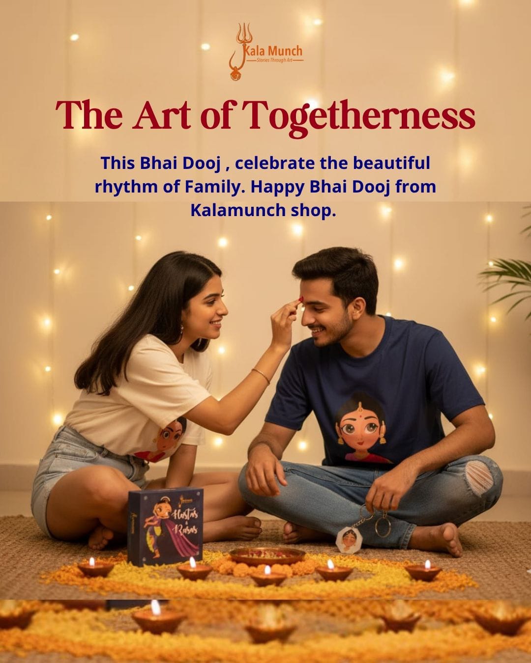 CUSTOM PRINTED ROUND NECK T-SHIRT - HASTA AND NAVARASA THEME