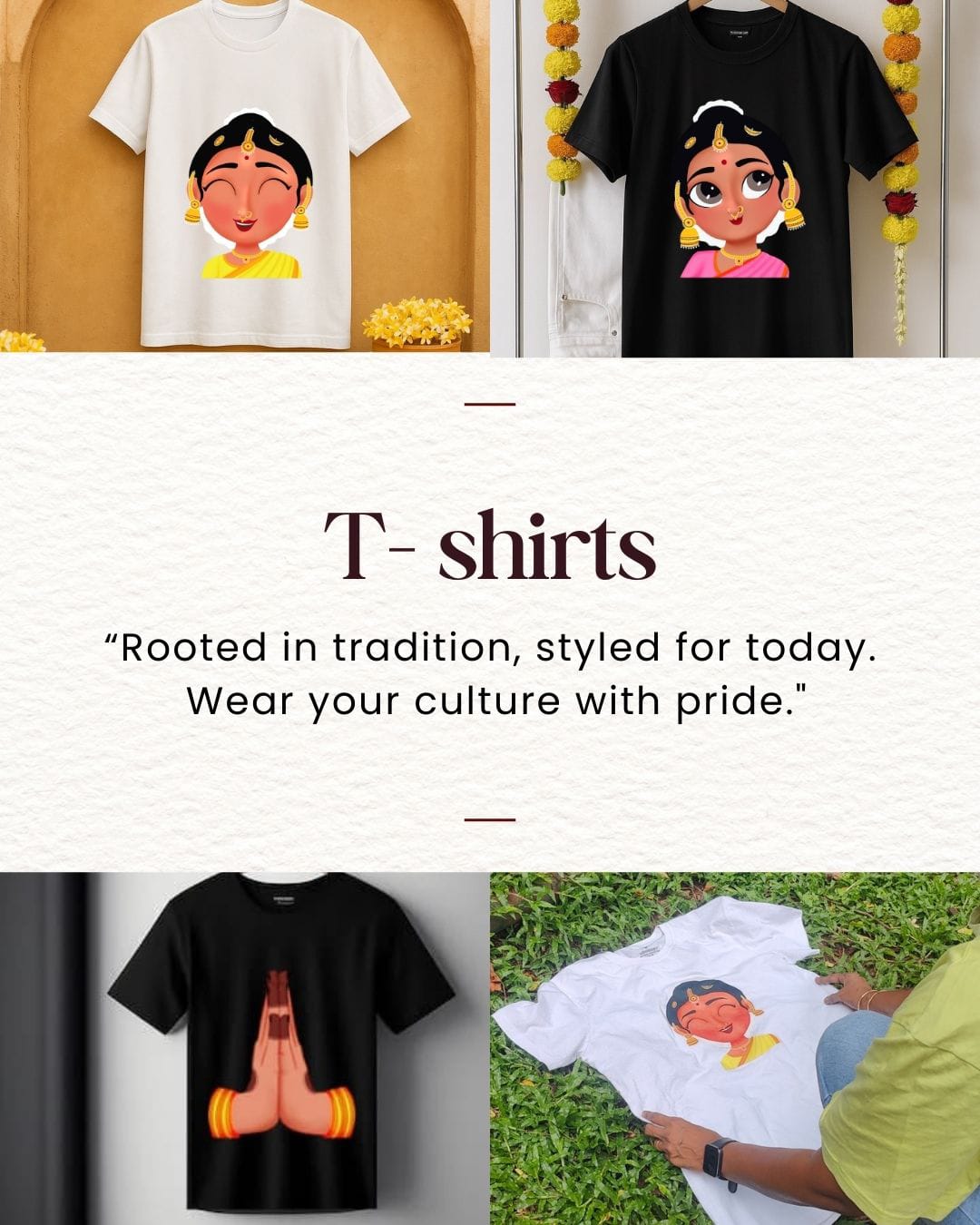 CUSTOM PRINTED ROUND NECK T-SHIRT - HASTA AND NAVARASA THEME