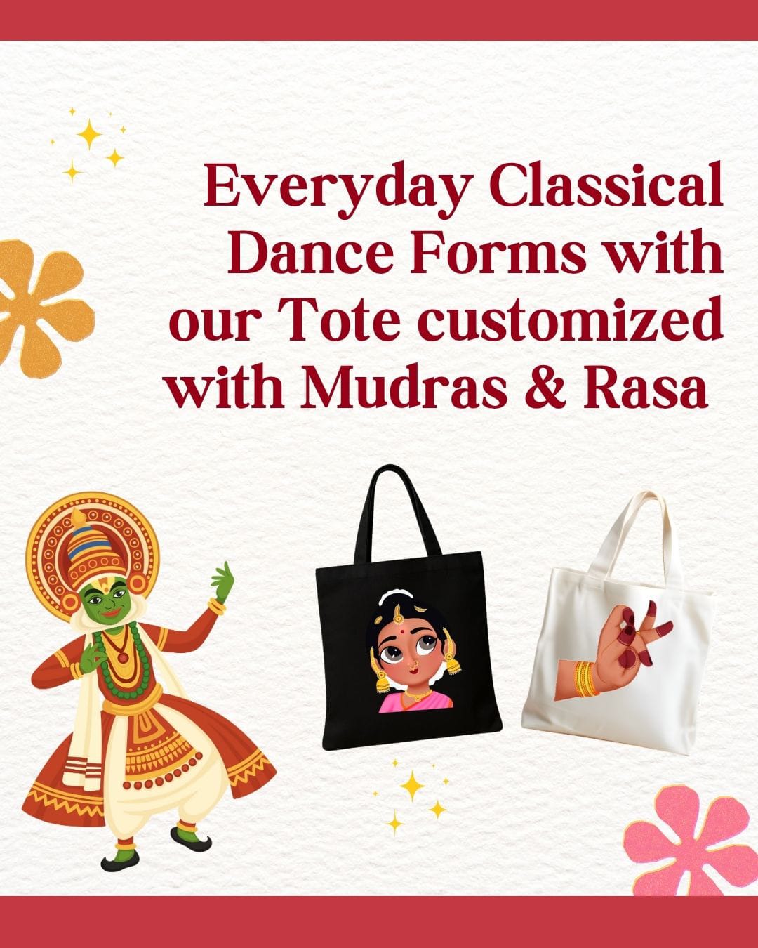 CUSTOMIZED TOTE BAGS - 11" X 12" INCHES HASTA AND NAVARASA THEME