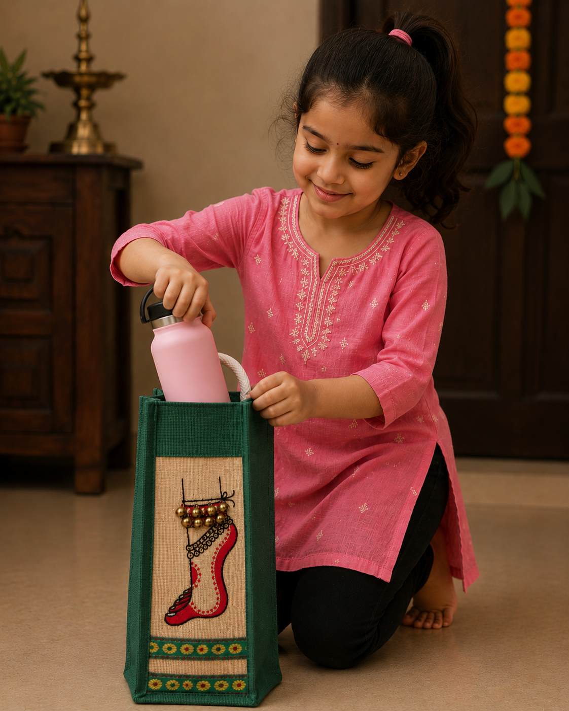 GHUNGROO JUTE BOTTLE BAG - CARRY YOUR PASSION WITH GRACE