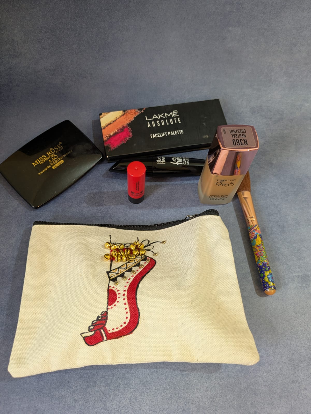 GHUNGROO FEET COTTON ZIPPER POUCH