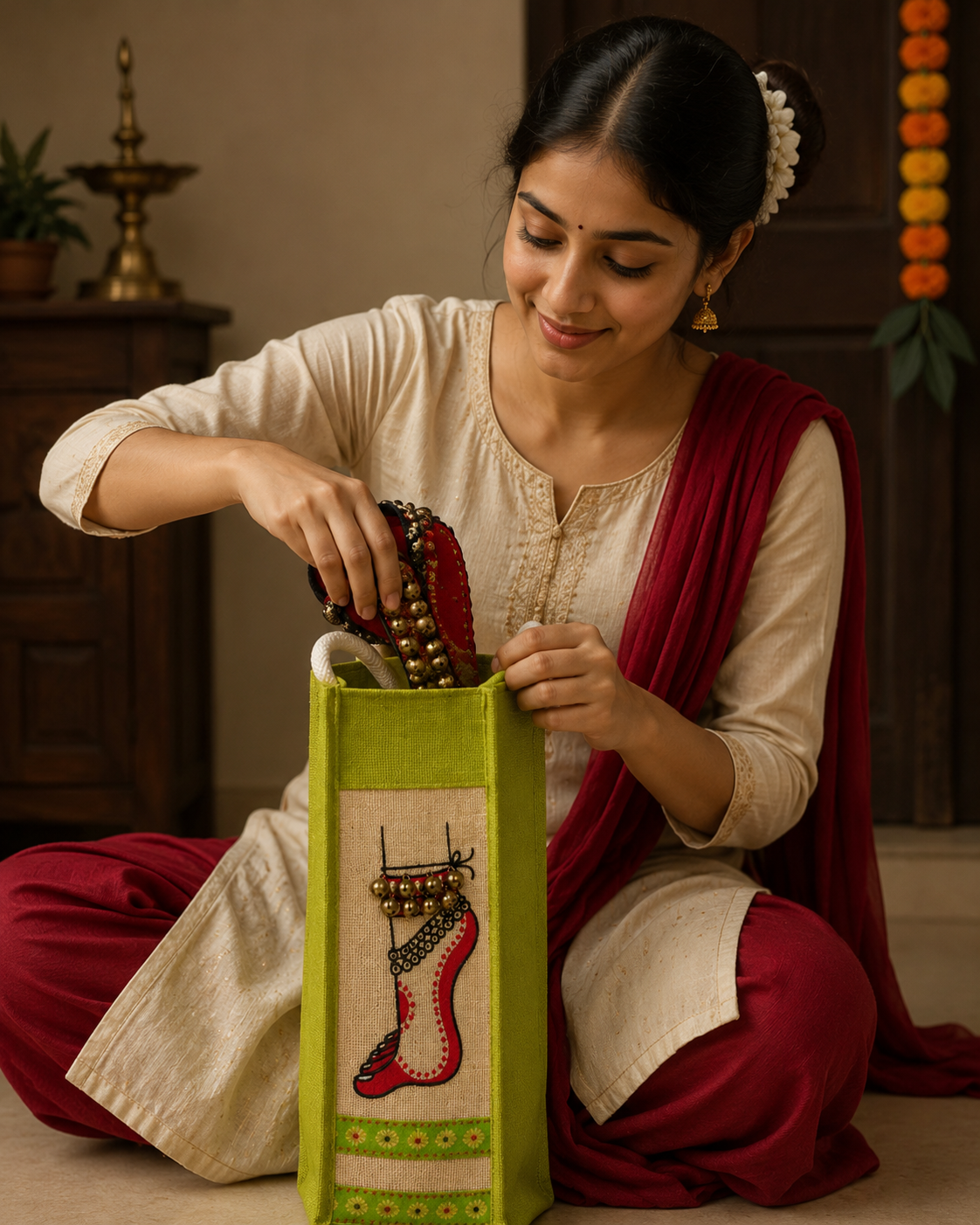 GHUNGROO JUTE BOTTLE BAG - CARRY YOUR PASSION WITH GRACE